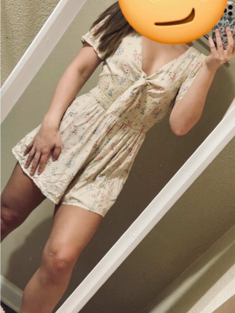 Floral Tie-Front Cream Romper